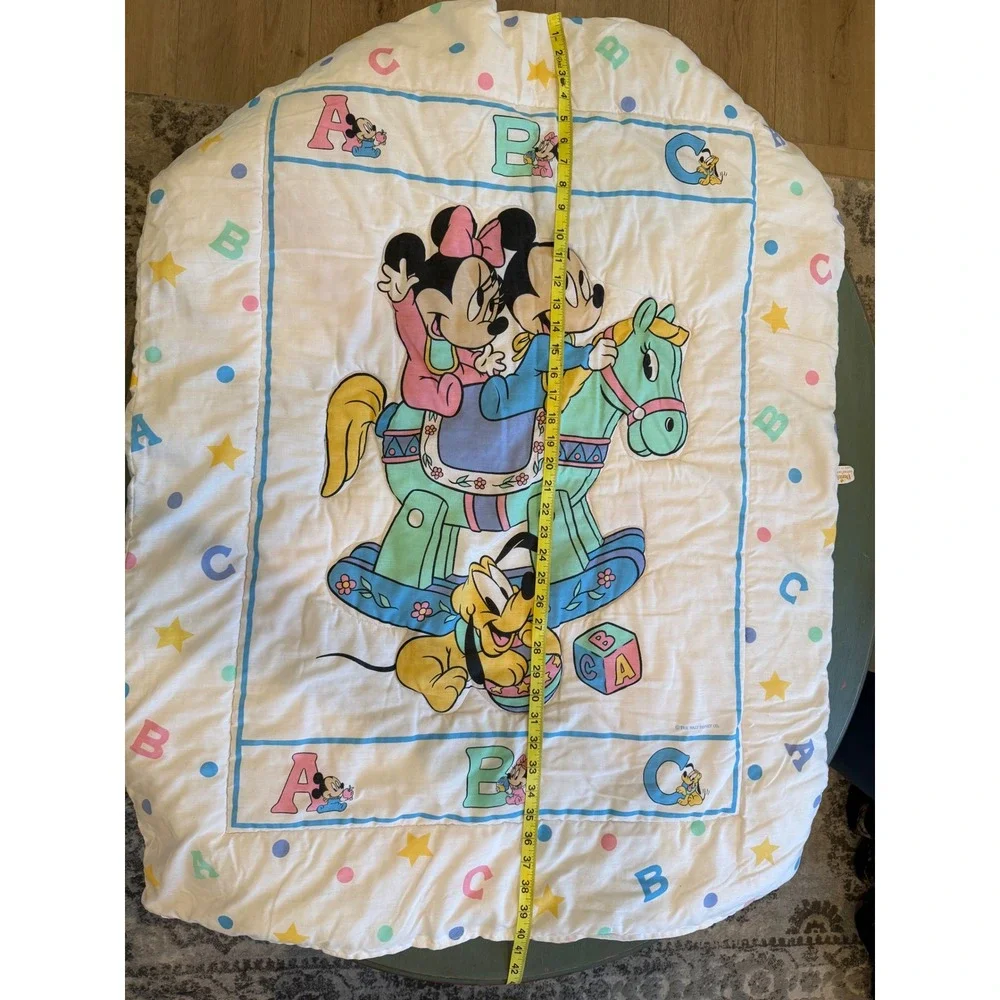Vintage Dundee Disney Mickey Minnie Pluto ABC Baby Quilt Comforter Made in USA